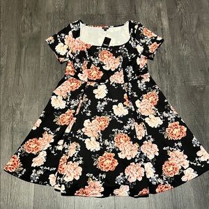 Floral Black and Pink Womens Dress